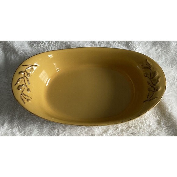 Cerutil Stoneware Oval Baking Casserole Dish Gold Color Made In Portugal 7x12” - Picture 5 of 7